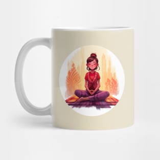 Harmony in Red: A Meditative Journey Mug